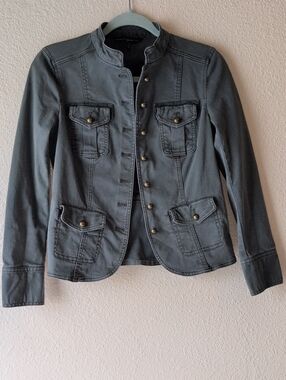 White House Black Market Women's Green Military-Style Utility Jacket